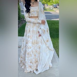 White long sleeve lehenga